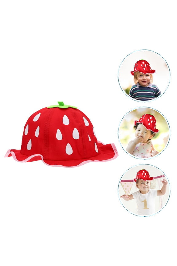 2Pcs Baby Summer Sun Hat in Red Cute Design for Outdoor Activities Infants