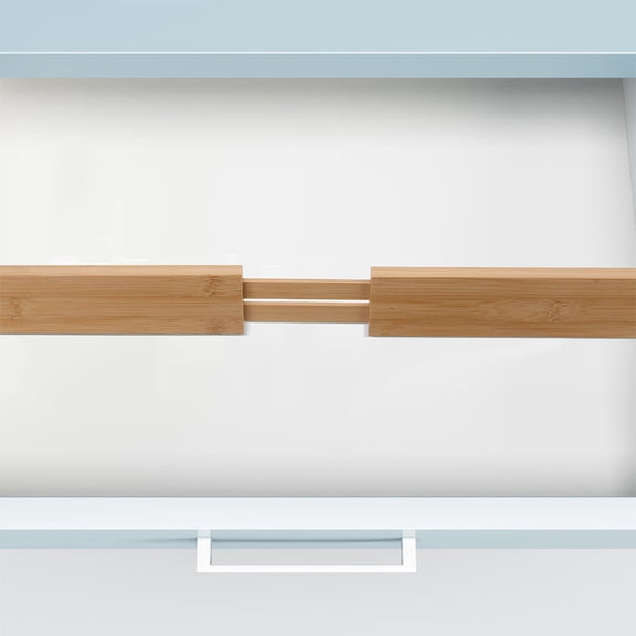 BESTYASH 2Pcs Bamboo Expandable Drawer Dividers Light Yellow Adjustable Drawer Organizer for Kitchen Storage