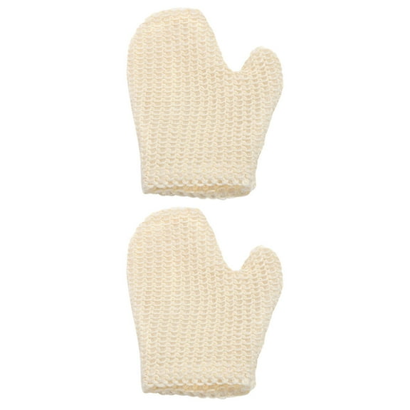 BESTYASH 2Pcs Bath Gloves with Strong Friction for Deep Cleaning and Massage White Color