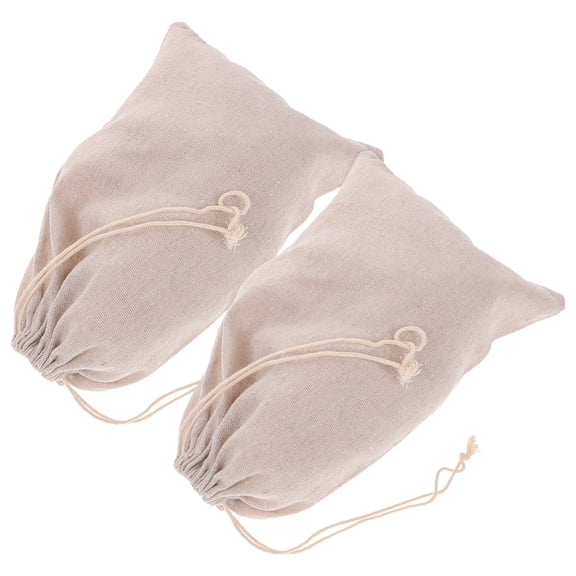BESTYASH 2Pcs Beige Cotton Fabric Ice Packing Bags Durable for Crushed Ice and Bar Storage