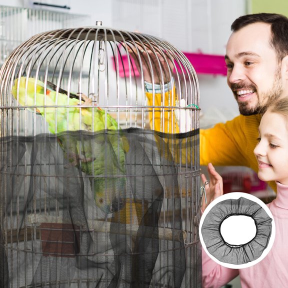 BESTYASH 2Pcs Bird Cage Mesh Net Cover Black Splashproof Protector for Parrot and Conure Cages