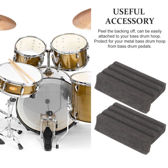 BESTYASH 2Pcs Black Bass Drum Guards Sponge Drum Hoop Protector Suitable for Guzheng