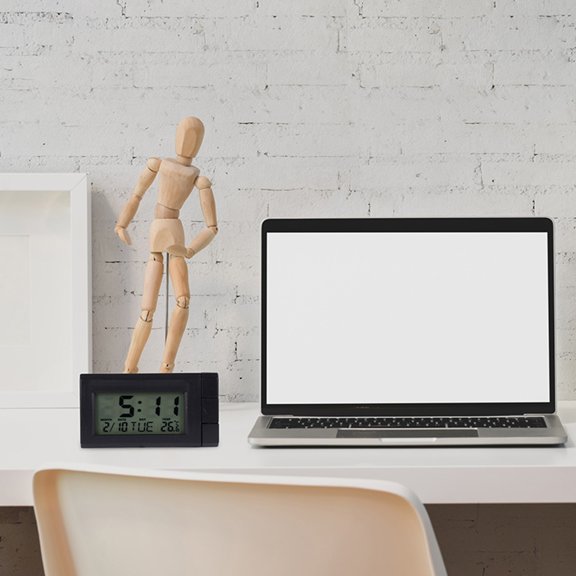 BESTYASH 2Pcs Black Car Luminous Thermometer Clock Electronic Display for Auto Interior Use