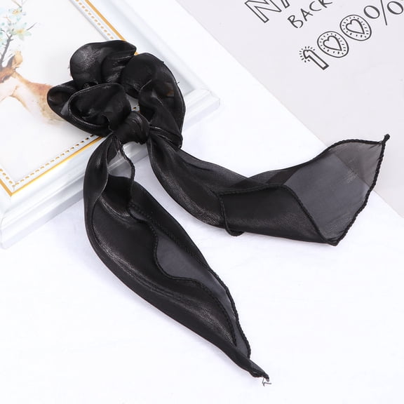 BESTYASH 2Pcs Black Cloth Hair Tie Elastic Ponytail Holder Long Hair Ring for Elegant Decoration