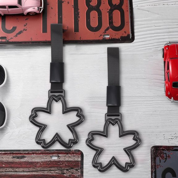 BESTYASH 2Pcs Black Drift Charm Car Handle Rings Cherry Blossom Shape Car Accessories Aesthetic