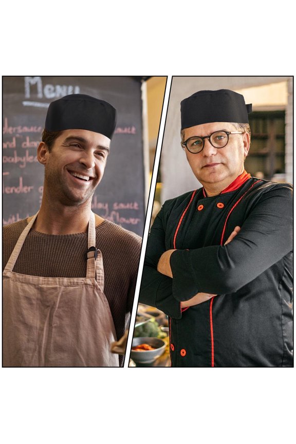 2Pcs Black Mesh Chef Caps Breathable and Comfortable Adjustable Headgear