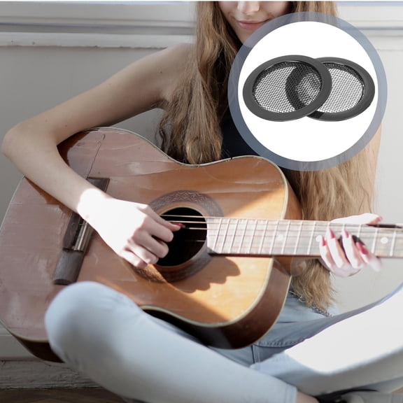 BESTYASH 2Pcs Black Dobro Guitar Soundhole Inserts Metal Screen for Resonator Guitar Accessories