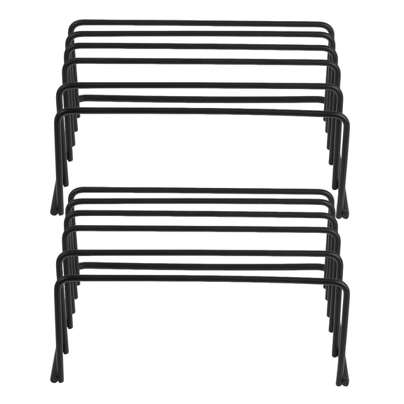 BESTYASH 2Pcs Black Metal Lid Storage Organizer Stand Adjustable Kitchen Countertop Rack