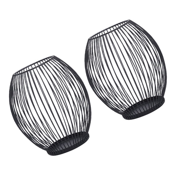 BESTYASH 2Pcs Black Metal Wire Candlestick Holders for Candle Display Stands and Home Centerpieces