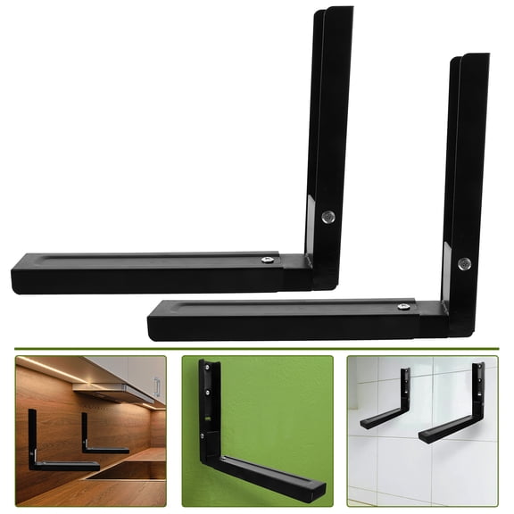 BESTYASH 2Pcs Black Microwave Wall Mount Kit Stainless Steel Brackets for Secure Oven Holding