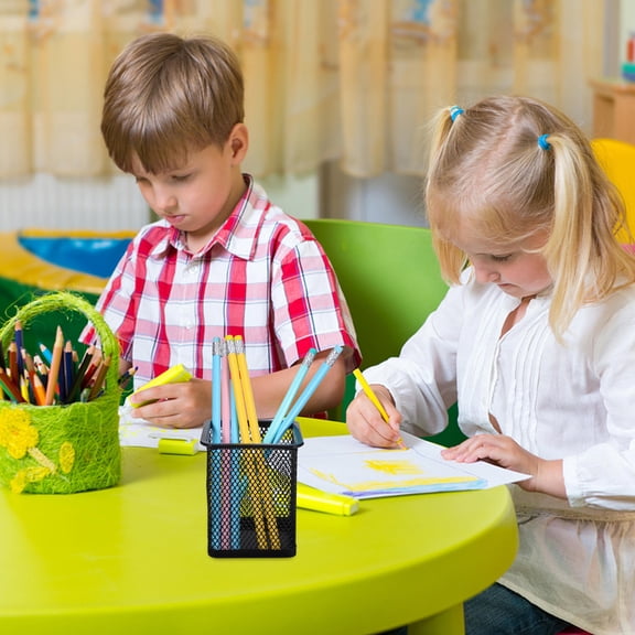 BESTYASH 2Pcs Black Pencil Organizer Metal Mesh Pen Pot with Scratch Resistant Finish