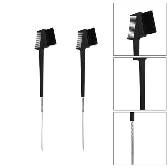 BESTYASH 2Pcs Black Portable Eyebrow and Eyelash Comb Dual Purpose Makeup Brush for Salon and Home