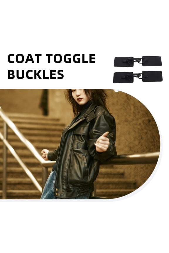 2-Pack Black Toggle Clasps for Jackets, Coats, and Clothing Closures with Modern Stylish Edgy Design
