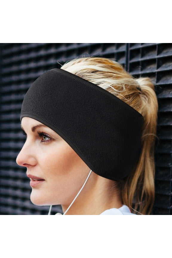2Pcs Black Unisex Winter Wrap Ear Cover Headbands Lightweight Warm Ear Muff