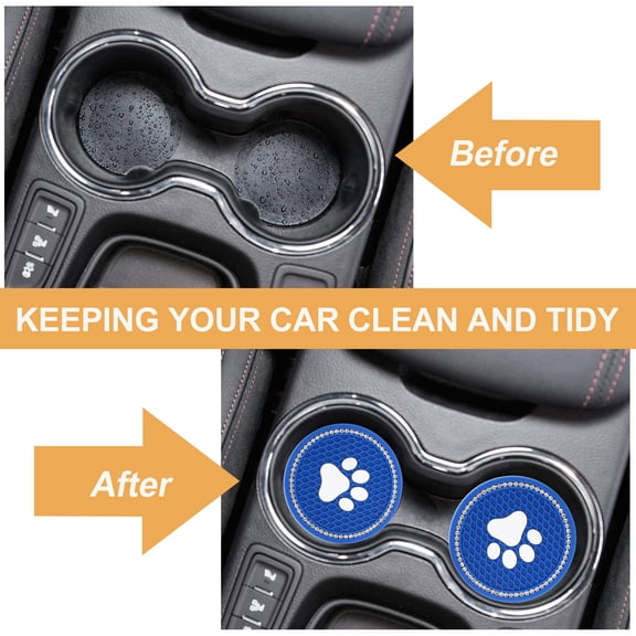 BESTYASH 2Pcs Blue Cat Claw Car Cup Holders Anti Slip PVC Coasters for Vehicle Home and Office Use
