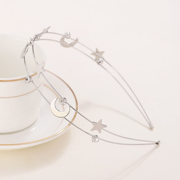 BESTYASH 2Pcs Rhinestone Bridal Headbands with Moon and Star Design for Wedding Party Decor