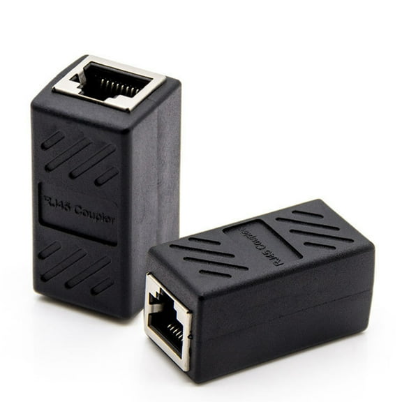 BESTYASH 2-Pack RJ45 Inline Shielded Coupler Connector for Network Ethernet Cable, Black Plastic Adapter