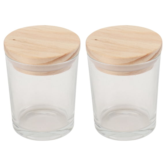 BESTYASH 2Pcs Candle Making Jar Transparent Glass Container for Scented Candle DIY and Storage