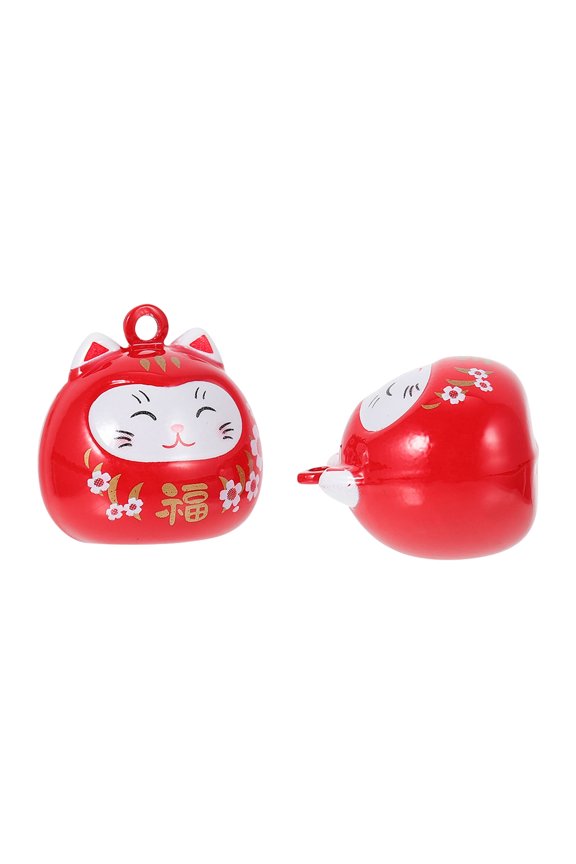 2Pcs Chic Red Cat Bell Hanging Adornments for Wallets Bags and Keychain Decoration
