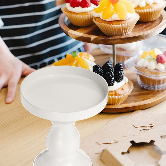 BESTYASH 2Pcs Chic White Iron Alloy Small Cake Stand Perfect for Home Dessert Display