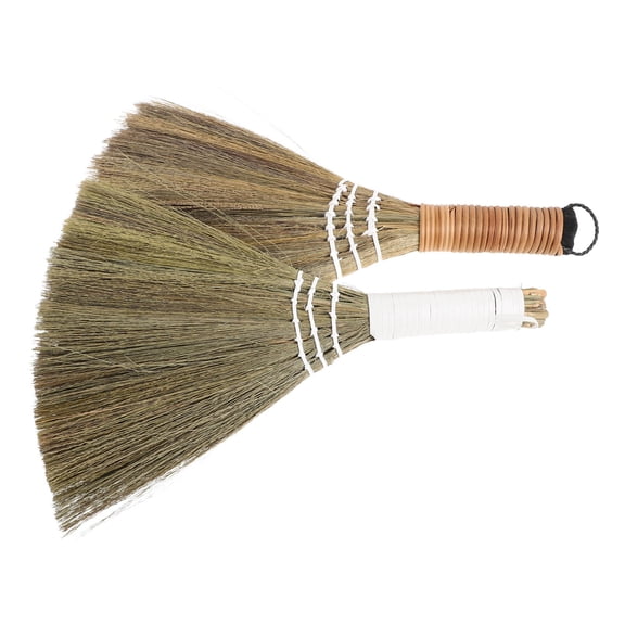 BESTYASH 2-Pack Chinese Straw Handheld Brooms with Ergonomic Handles for Indoor and Outdoor Home Cleaning