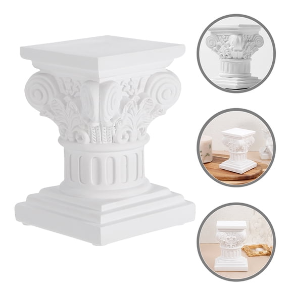 BESTYASH White Resin Roman Column Pedestal Classic Nordic Design for Home Decor 2Pcs