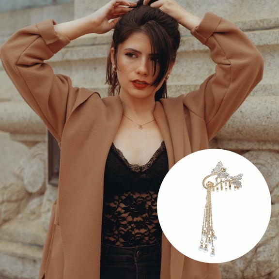 BESTYASH 2Pcs Claw Clip With Dangles For Women In Golden Color For Parties