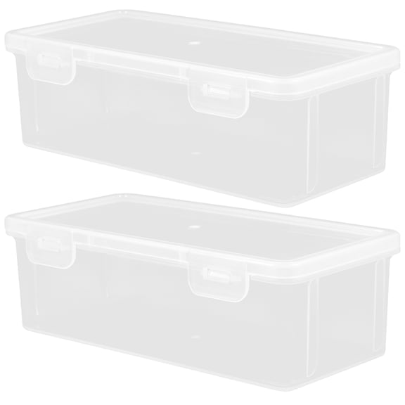 BESTYASH 2Pcs Clear Plastic Storage Containers with Lid Stackable for Classroom Desk Office Use
