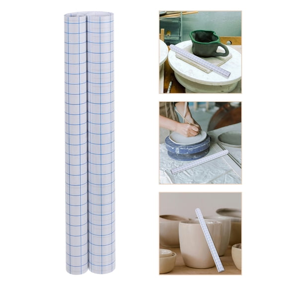 BESTYASH 2Pcs Clear White PVC Transfer Tape with Blue Alignment Grid for Vinyl Sticker Application