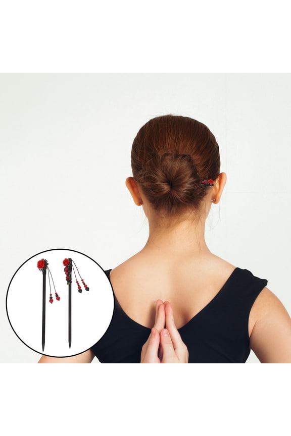2-Pack Coffee Brown Hair Sticks for Women, Easy Hair Bun Styling Accessories for Party and Everyday Use