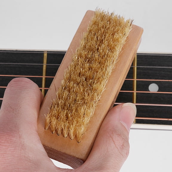 BESTYASH 2Pcs Comfortable Guitar Brush Tools with Safe Wood Handle and White Bristles for Music Instruments