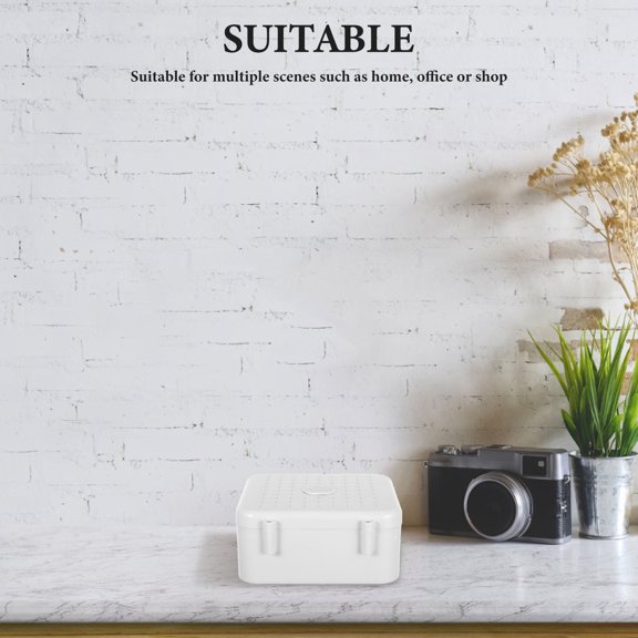 BESTYASH 2Pcs Compact Power Cord Box Organizer for Security Camera Wire Storage White Plastic Enclosure