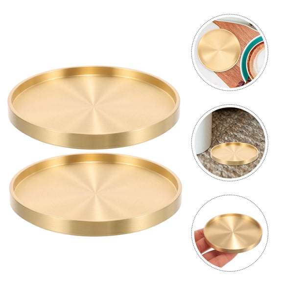 BESTYASH 2Pcs Copper Coaster Simple Design Table Cup Mat Prevent Water Splashing Office Use