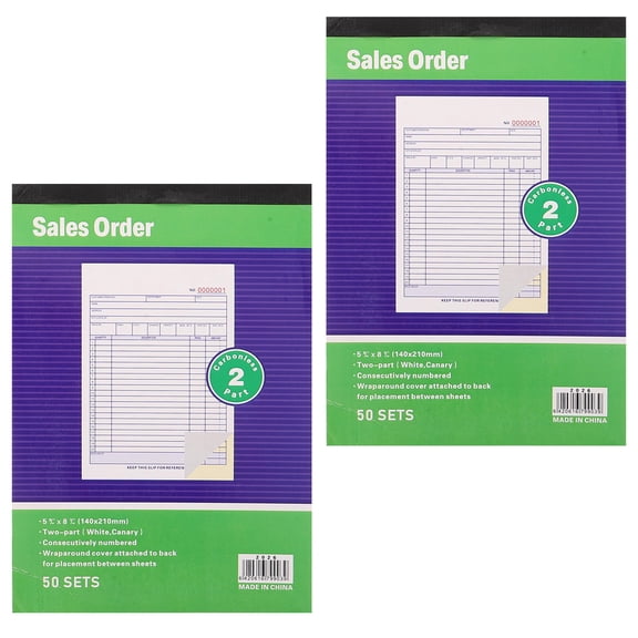 BESTYASH 2-Pack White Copy Receipt Books with Tear-Resistant Covers for Efficient Office and Business Use