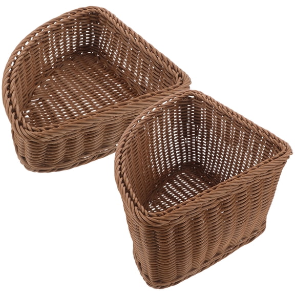 BESTYASH 2Pcs Corner Storage Woven Triangle Tray Imitation Rattan for Versatile Home Use