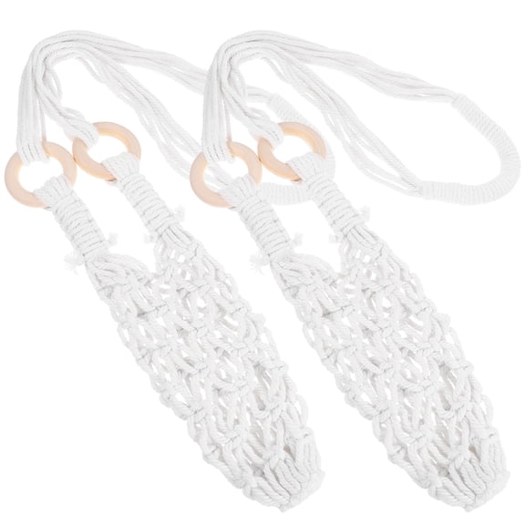 BESTYASH 2-Pack Adjustable Cotton Wine Bottle Holder Hanging Storage Basket for Kitchen and Home Organization