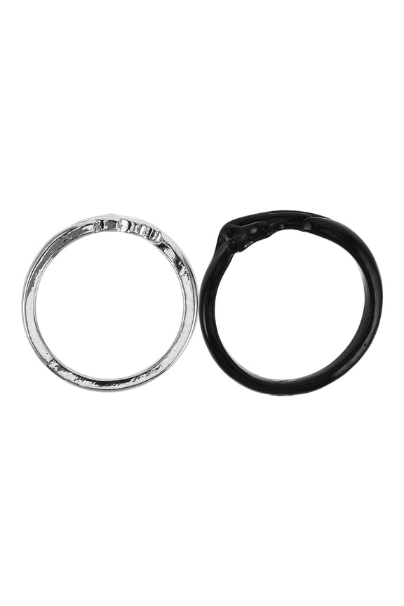 2Pcs Couple Angel Rings Adjustable Zinc Alloy Black Fashion