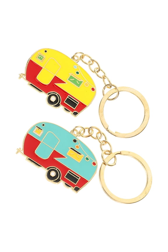 2Pcs Creative Camper Keychain Zinc Alloy Rv Pendant Bag Charm for Key Chains