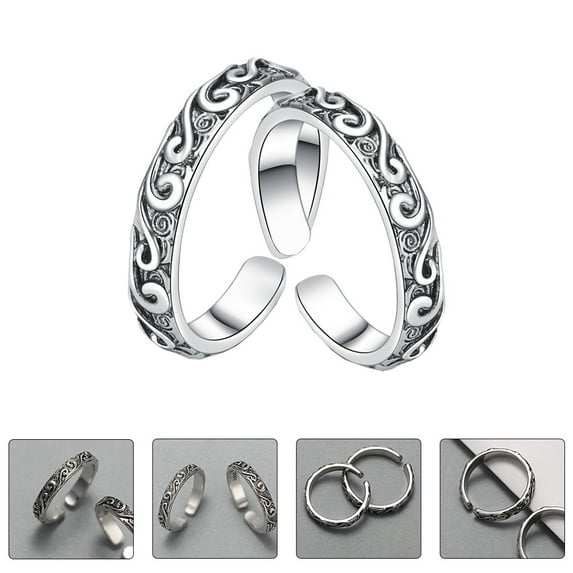 BESTYASH 2 Pieces Romantic Copper for Couples, High Polished Finger Jewelry Set