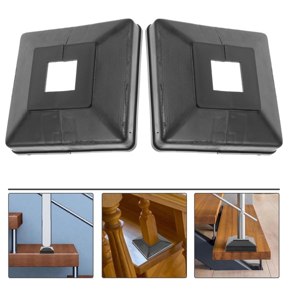 BESTYASH 2Pcs Outdoor Vinyl Post Covers Black Deck Post Caps Protective Trim