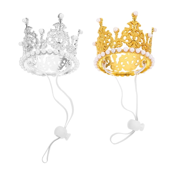 BESTYASH 2Pcs Dog Party Hat Crown Adjustable Lightweight Headwear for Small Pets Assorted Color