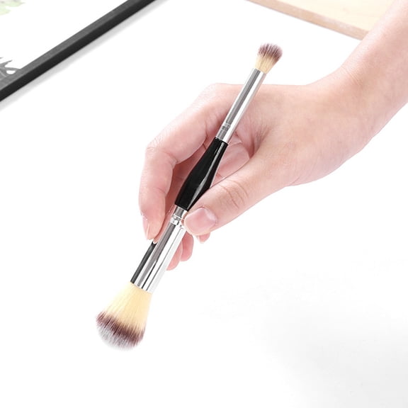 BESTYASH 2Pcs Double Ended Cosmetics Brush for Blush Foundation and Eye Shadow Makeup