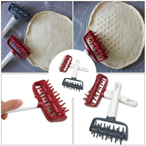 BESTYASH Set of 2 Red Plastic Dough Rollers with Hole Punching, Perfect for Professional Bakers and Baking Enthusiasts