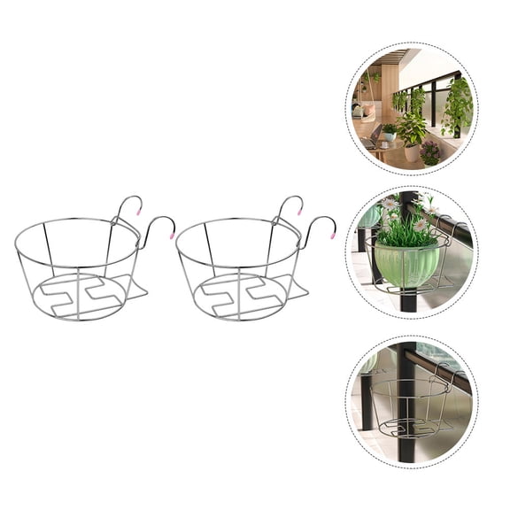 BESTYASH 2Pcs Durable Stainless Steel Flowerpot Hanger Plated Silver Rack for Garden Balcony Decoration