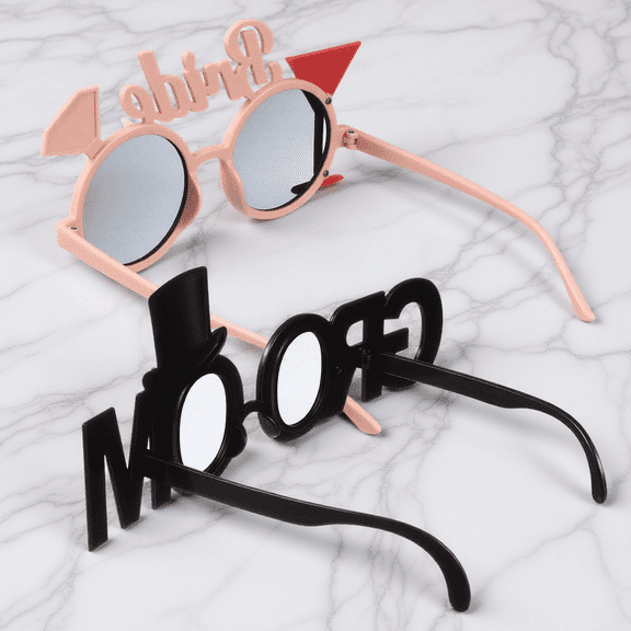 BESTYASH 2Pcs Fashionable Plastic Bride Groom Glasses for Bridal Shower and Bachelor Party Decoration