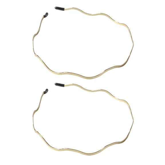 BESTYASH 2Pcs Female Hair Hoop Waved Golden Alloy for Daily Headdress