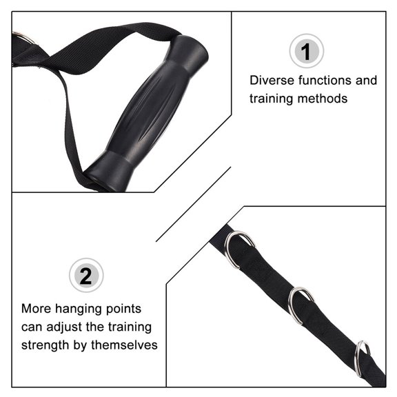 BESTYASH 2Pcs Fitness Pull Strap Muscle Building ABS Handles Exercise Bands Black Home Workout