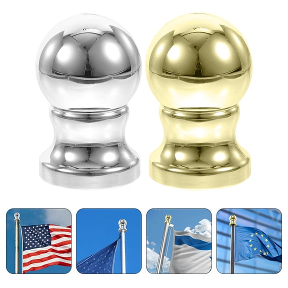 BESTYASH 2Pcs Flagpole Ball Top Ornament Easy Install Decorative Flag Pole Top Replacement with Rotating Design