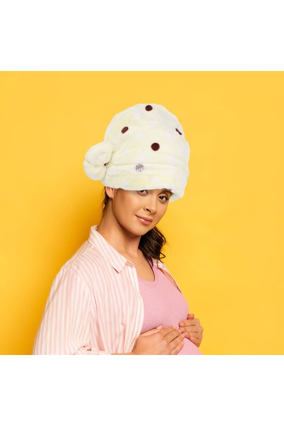 2Pcs Flannel Sleep Hat with Simple Design for Women Comfortable Sleep