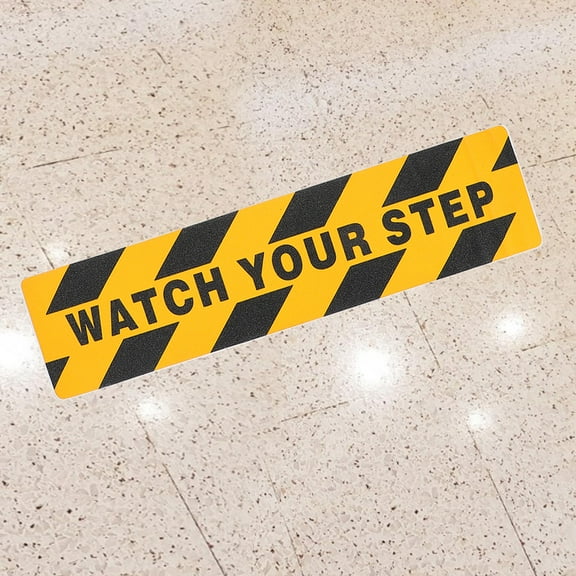 BESTYASH 2Pcs Floor Warning Sticker Watch Your Step Adhesive Tape with Durable Anti Slip Material